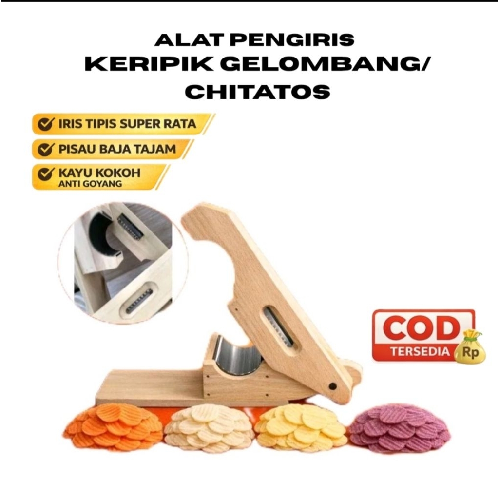 Pemotong Kentang Gelombang – Alat Iris Singkong/Ubi Tipis Anti Karat