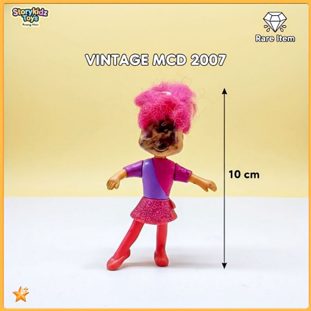 Figure Mainan Boneka Jadul Cewek Rocker Rambut Pink Vintage McD 2007 Rare Item Koleksi Happy Meal