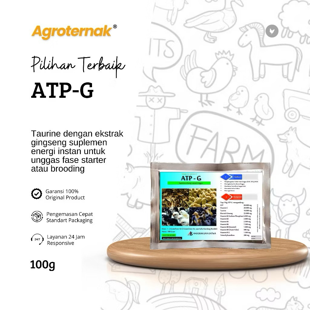ATP-G VETACHICK Vitamin DOC Booster Energi Instan Ayam Bebek Burung Puyuh & Unggas