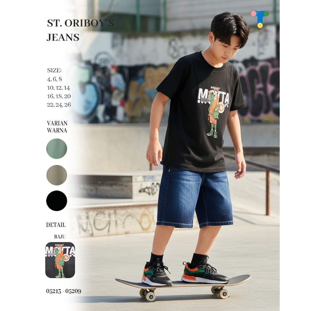 [2-14th] - SETELAN KAOS OBLONG PREMIUM CELANA PENDEK JEANS FASHION EMBOSS YESS KIDS ORYBOYS ORIBOYS 