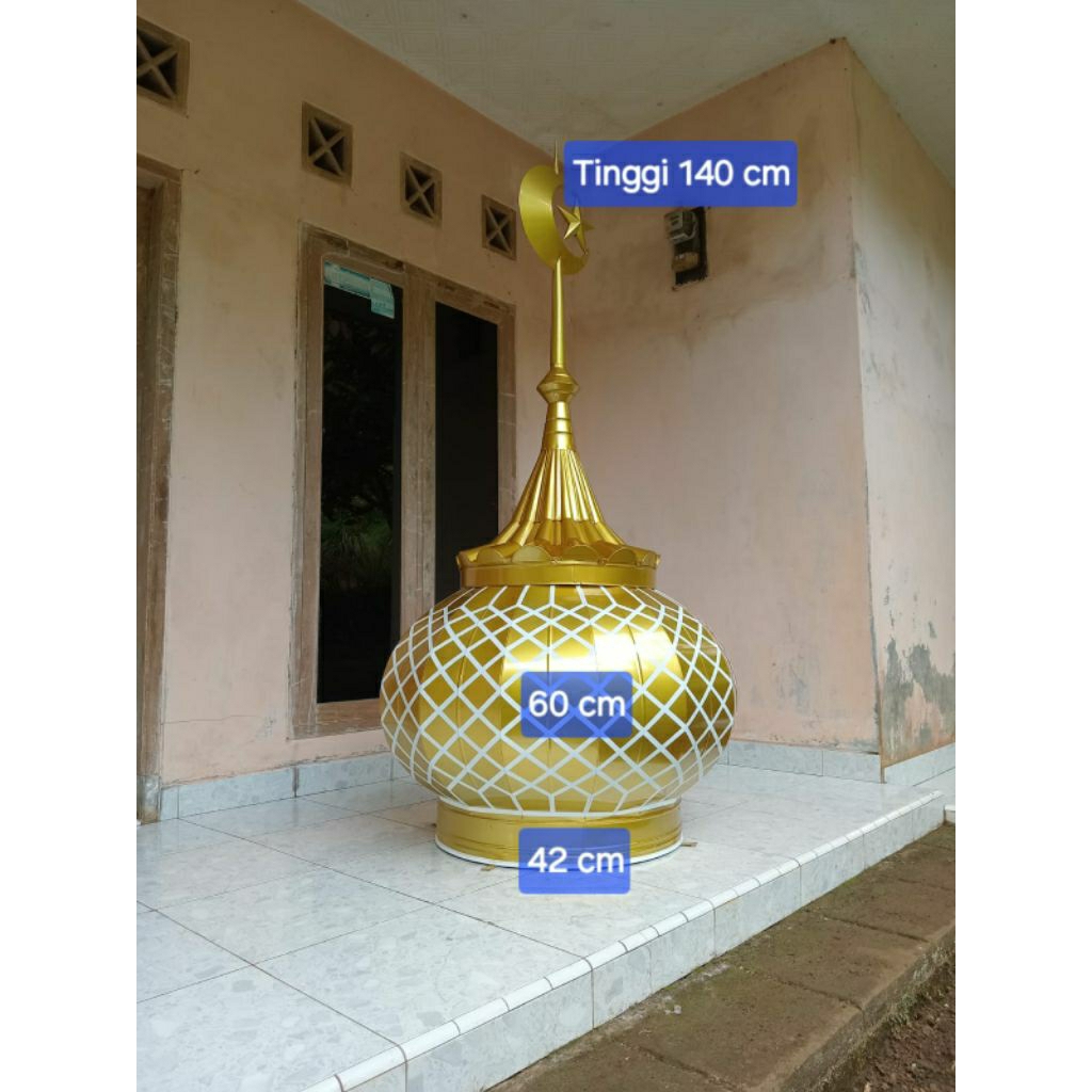 KUBAH MASJID CAT WARNA GOLD UKURAN DIAMETER 60 CM, KUBAH WARNA GOLD UKURAN 60CM..KUBAH CAT DEKORATIF