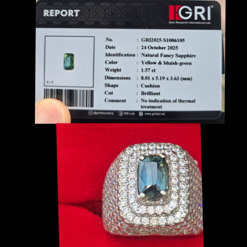 Natural Fancy Sapphire + Memo GRI