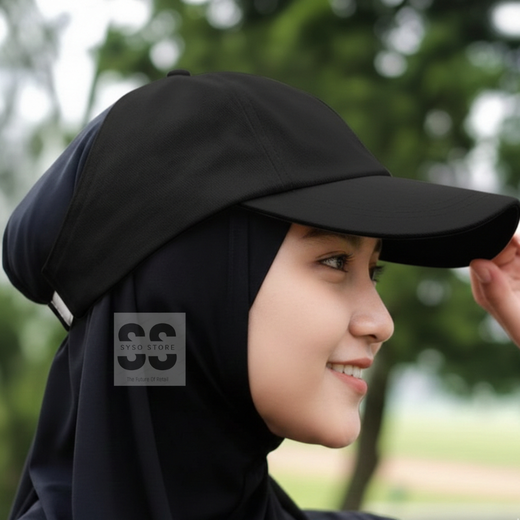 Topi Baseball Cap Bolong Muslimah Wanita Sporty Topi Golf Olahraga Senam Running Outdoor Muslimah