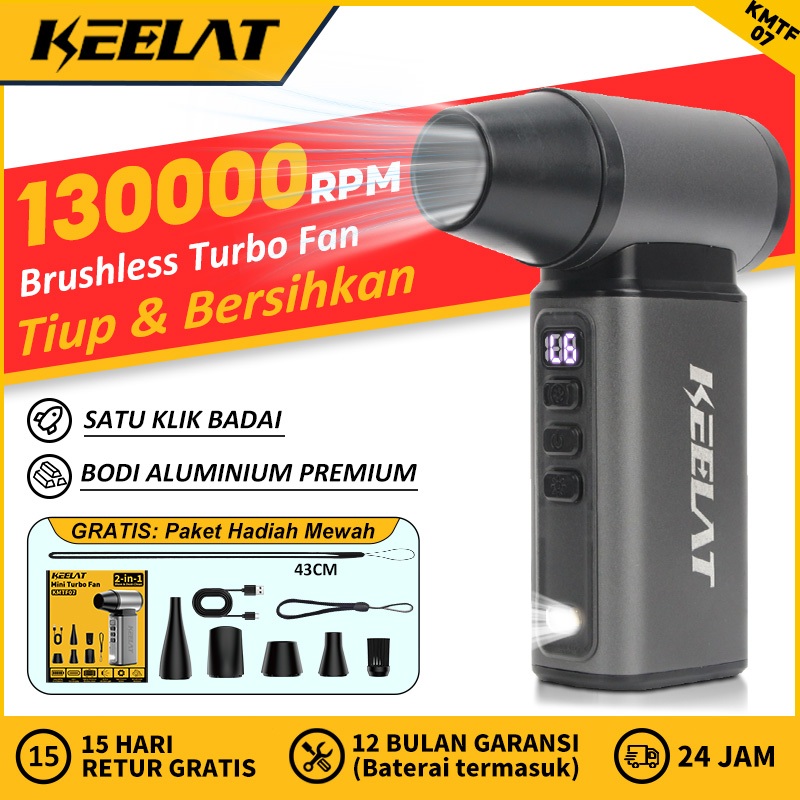 KEELAT KMTF07 130000RPM Mini Turbo Fan Kipas Angin Mini Kipas Portable Layar LED mini fan Portable