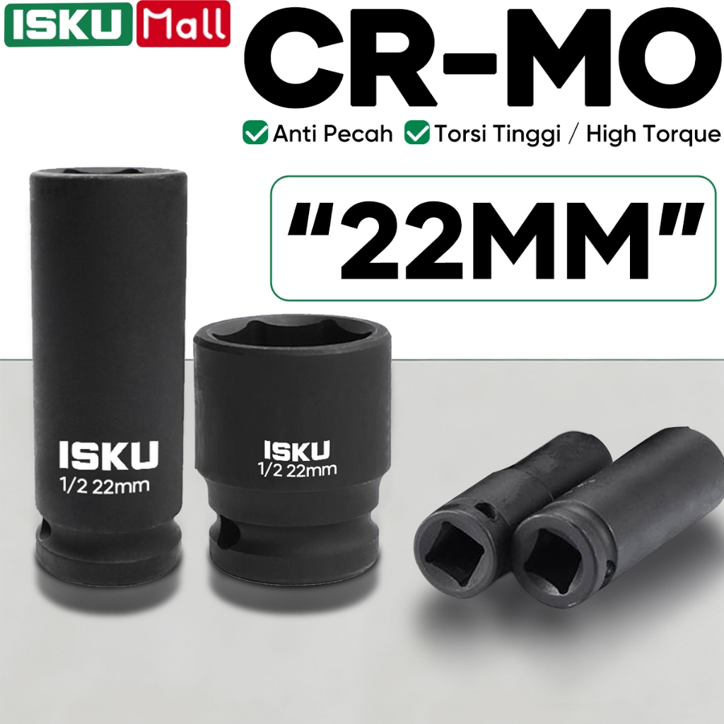 ISKU mata shock 22+22 Pendek Mata Socket Dan Mata Shock Panjang impact Socket Extention 1/2 / Kunci 
