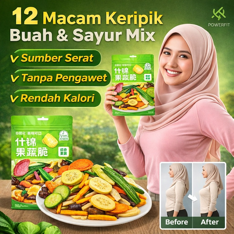 [Renyah Dan Lezat] 12 Keripik Buah Campur | Keripik Buah Dan Sayuran Premium | Sayuran Kering Organi