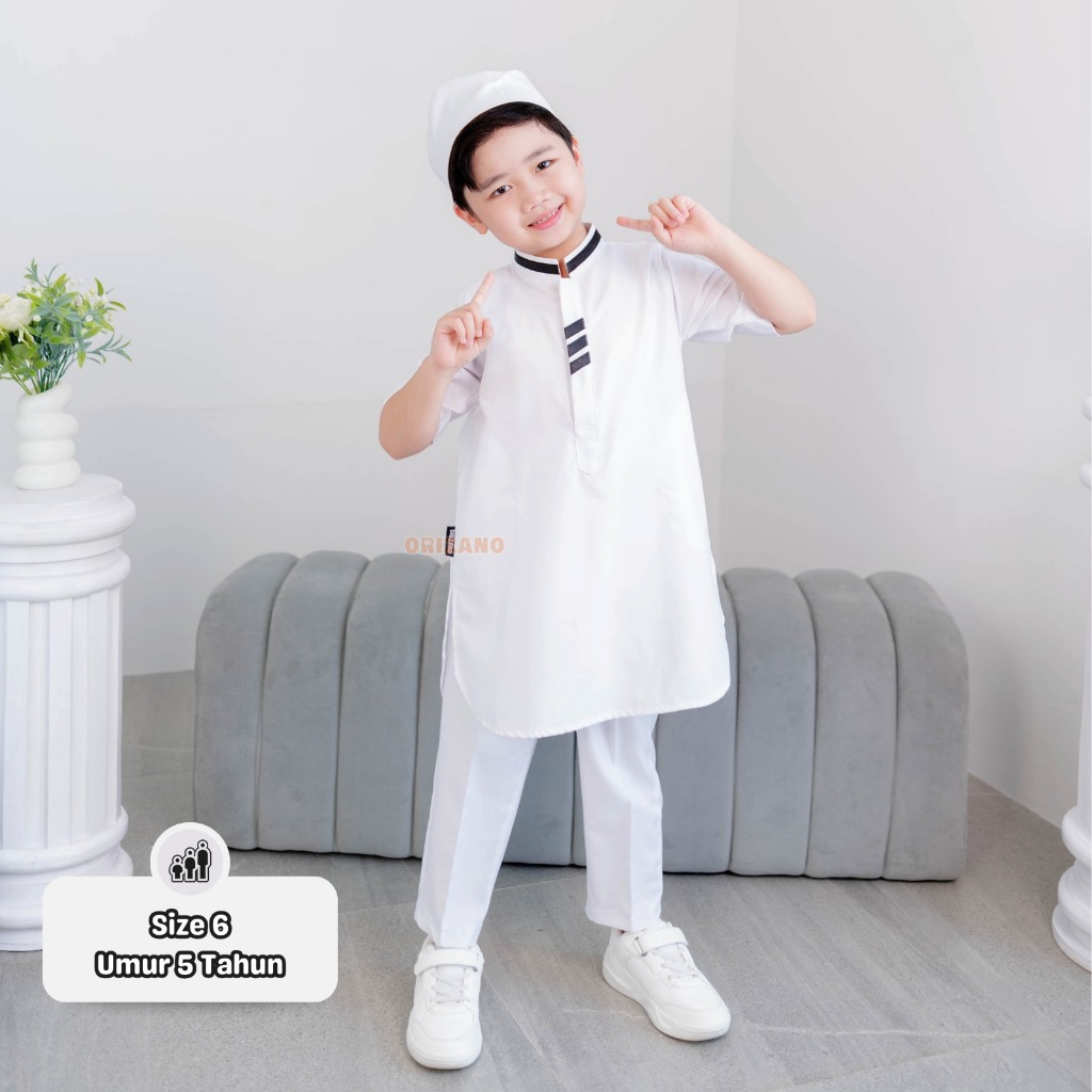 Setelan Muslim Anak Set Baju Koko Cowok Setelan Warna KOKO Putih
