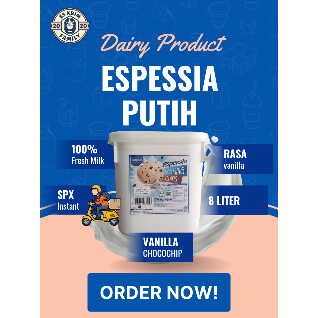 Es Krim Indofood 8 Liter Rasa Vanilla Chocochip!