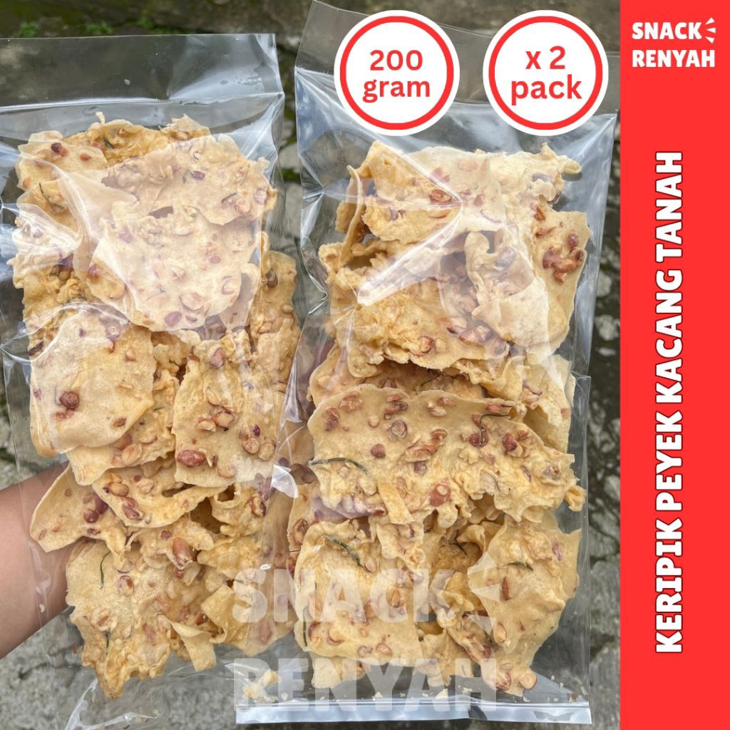 [Paket 2] Snack Renyah Keripik Peyek Kacang Tanah Gurih Renyah  Kemasan 200 gram