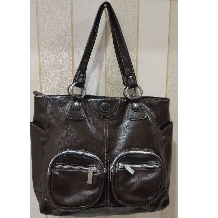 les catino Tote bag kulit coklat original