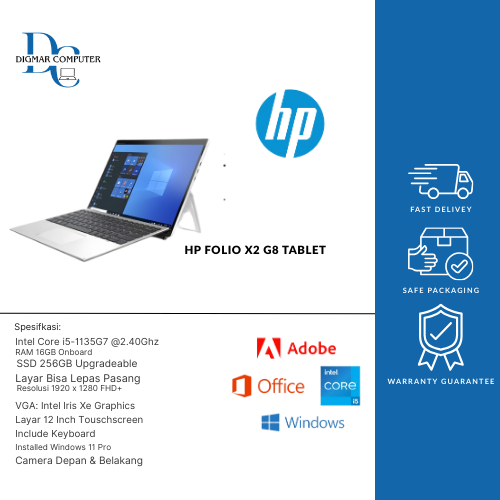 Jual Laptop second Jual Laptop murah Laptop Tablet Like New HP Elite X2 G8 Intel Core i5 gen 11 RAM 