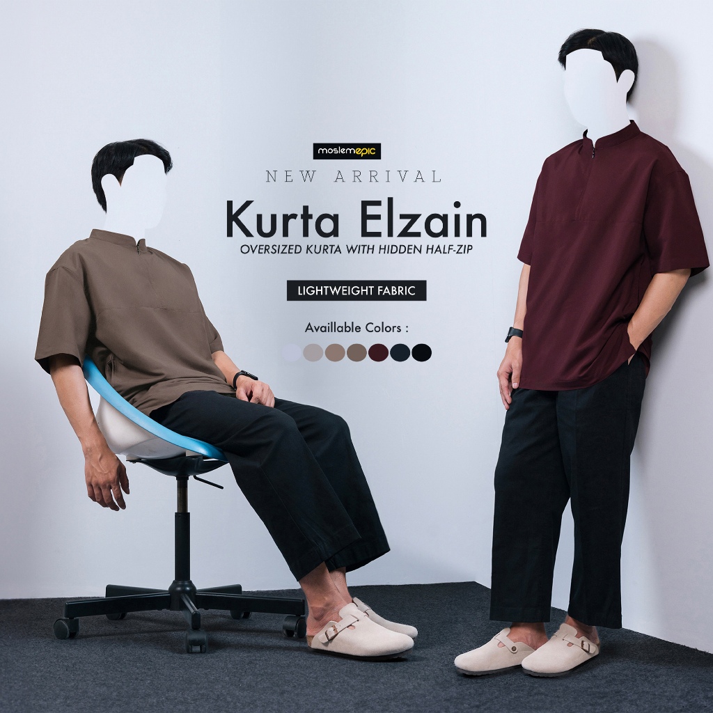 Kurta Elzain - Light Weight Oversized Kurta with Hidden Half Zip / koko kurta oversize MOSLEMEPIC