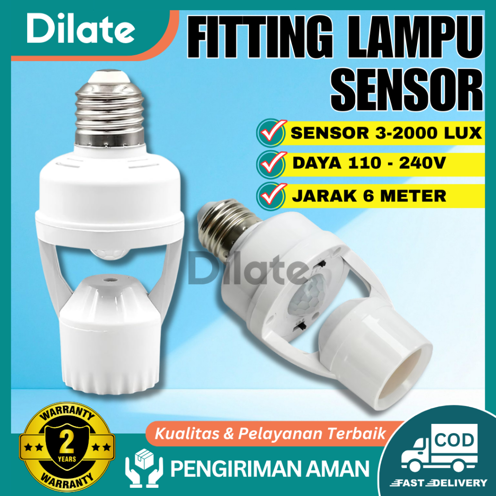 DILATE Fitting Lampu Sensor Gerak Otomatis E27 Fitting Lampu Smart Sensor Gerak Infrared