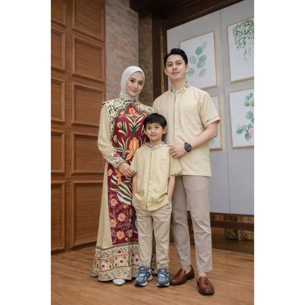 Medina Set Couple Keluarga Sarimbit Lebaran Rayon Valencia Raya Series