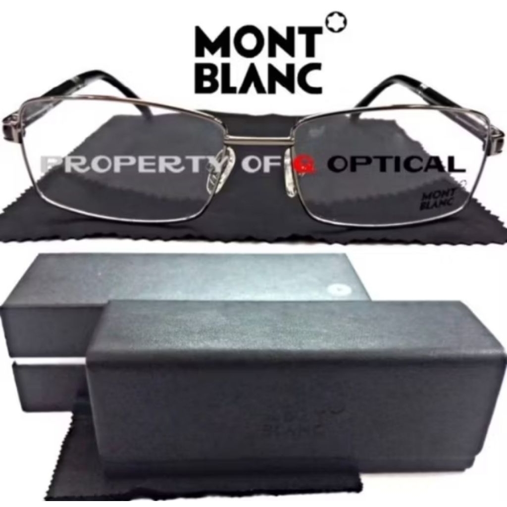Kacamata Frame Pria Mont Blanc MB0487 - Grey Model Casual Dan Elegan