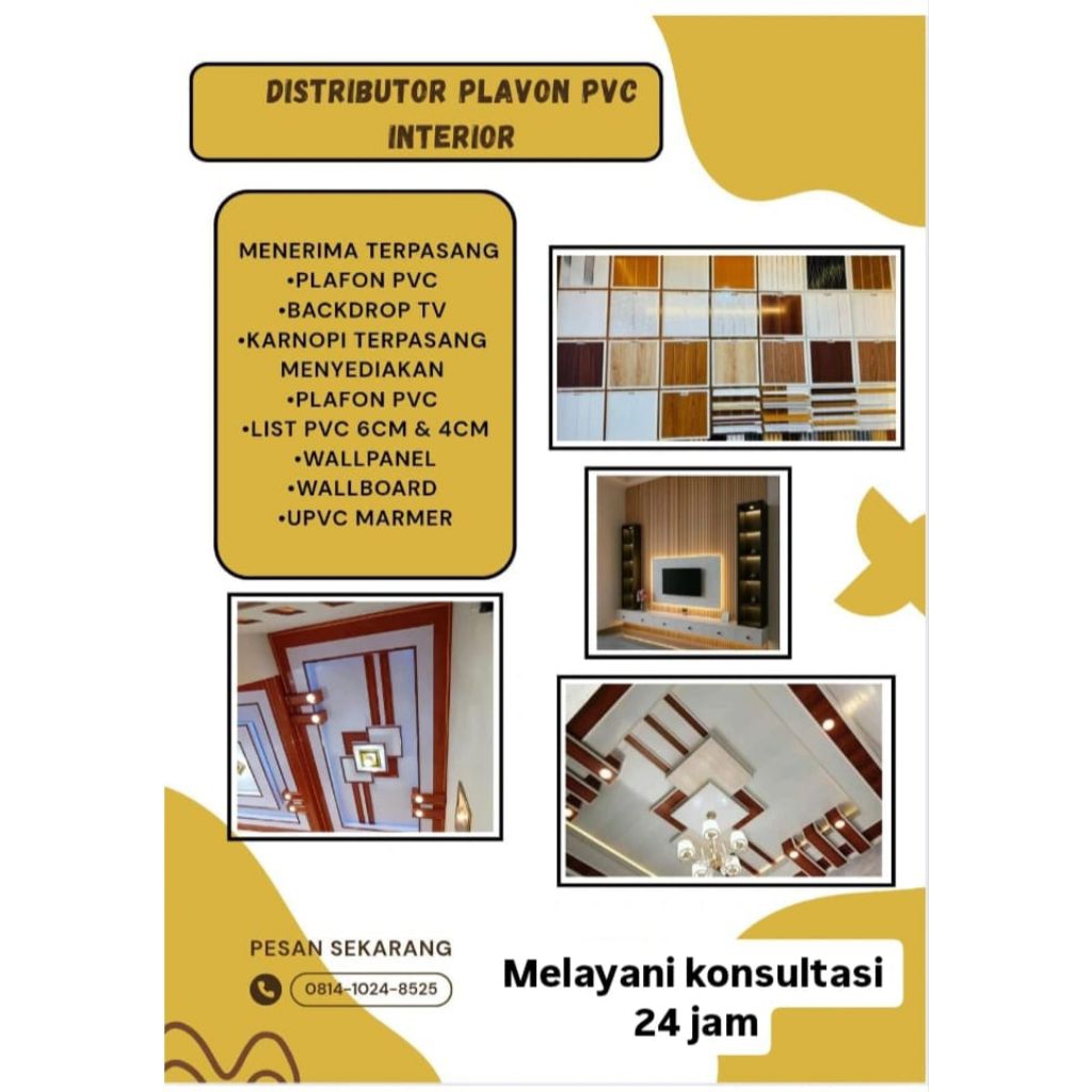 menerima terpasang plafon pvc/walpanel/marmer anti air dan rayap termurah include matrial dan jasa s