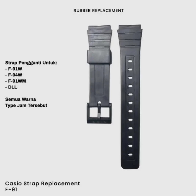 Tali Karet Rubber Strap Jam Tangan Casio A158WA A159WA A68W AE-1200 AE-1300 AQ230 B640 B650 DB36