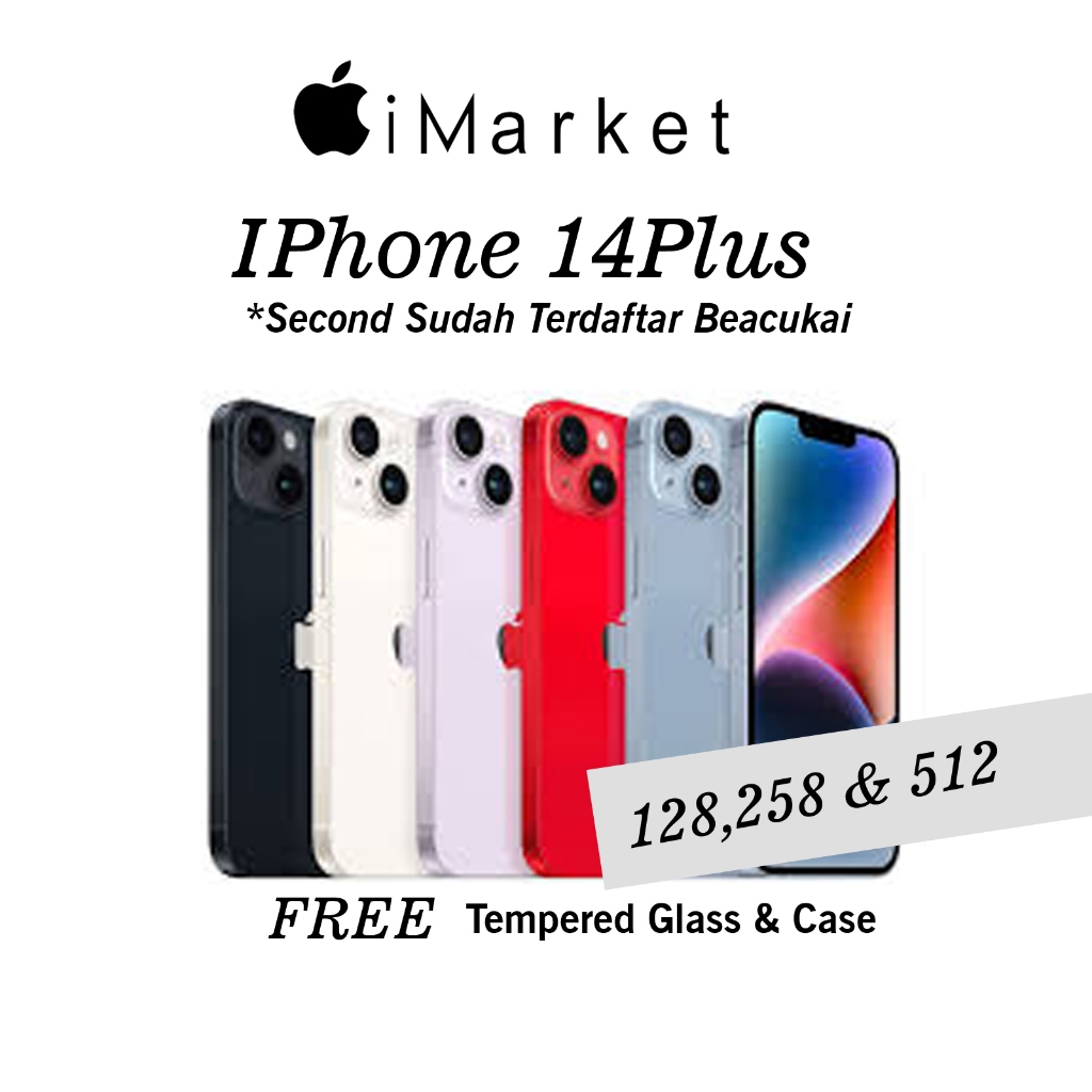 Apple iPhone 14 Plus Second Fullset 128GB 256GB Mulus Original Garansi BH 90-100%