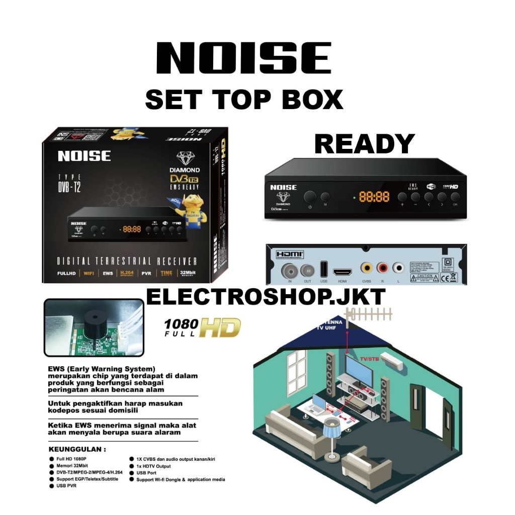 STB NOISE DIAMOND , SET TOP BOX NOISE FULL HD , PENERIMA SINYAL ANTENA DIGITAL TV LOKAL