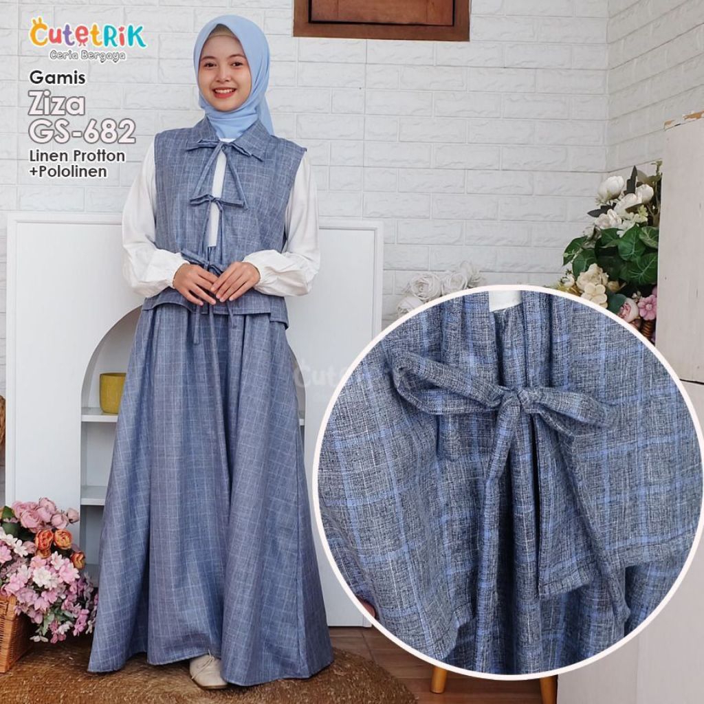 [Bisa COD] Terbaru Gamis Rompi Anak dan Remaja Cutetrik /Gamis Ziza Cutetrik Anak dan Remaja