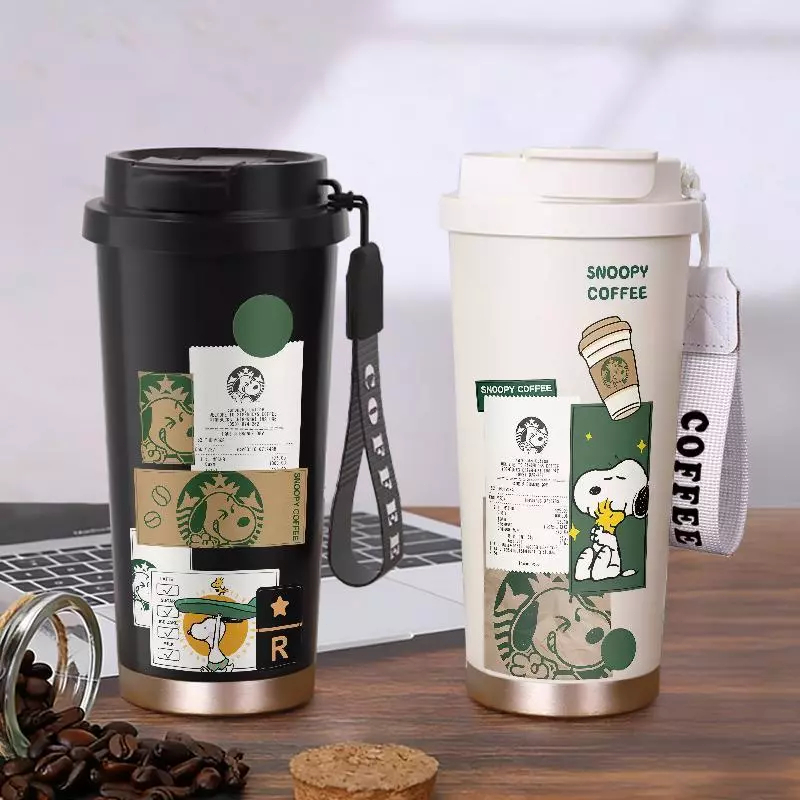 Tumbler Label Kopi Snoopy Botol Minum Aesthetic Stainless Steel Tumblr CUP 500 ML