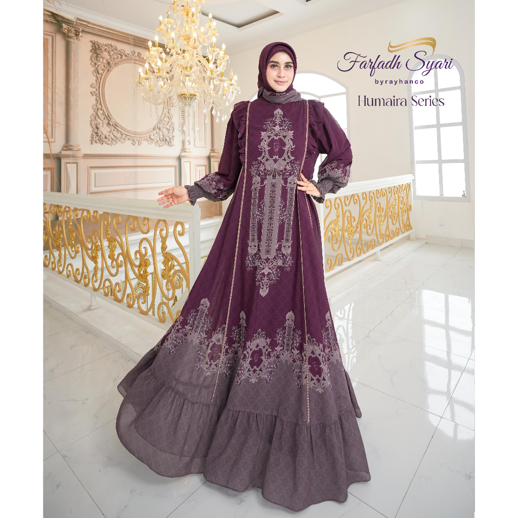 HUMAIRA SERIES BY FARFADH SYARI / GAMIS LEBARAN / BAJU SYARI BRANDED / DRESS MSULIMAH /GAMIS FARFADH