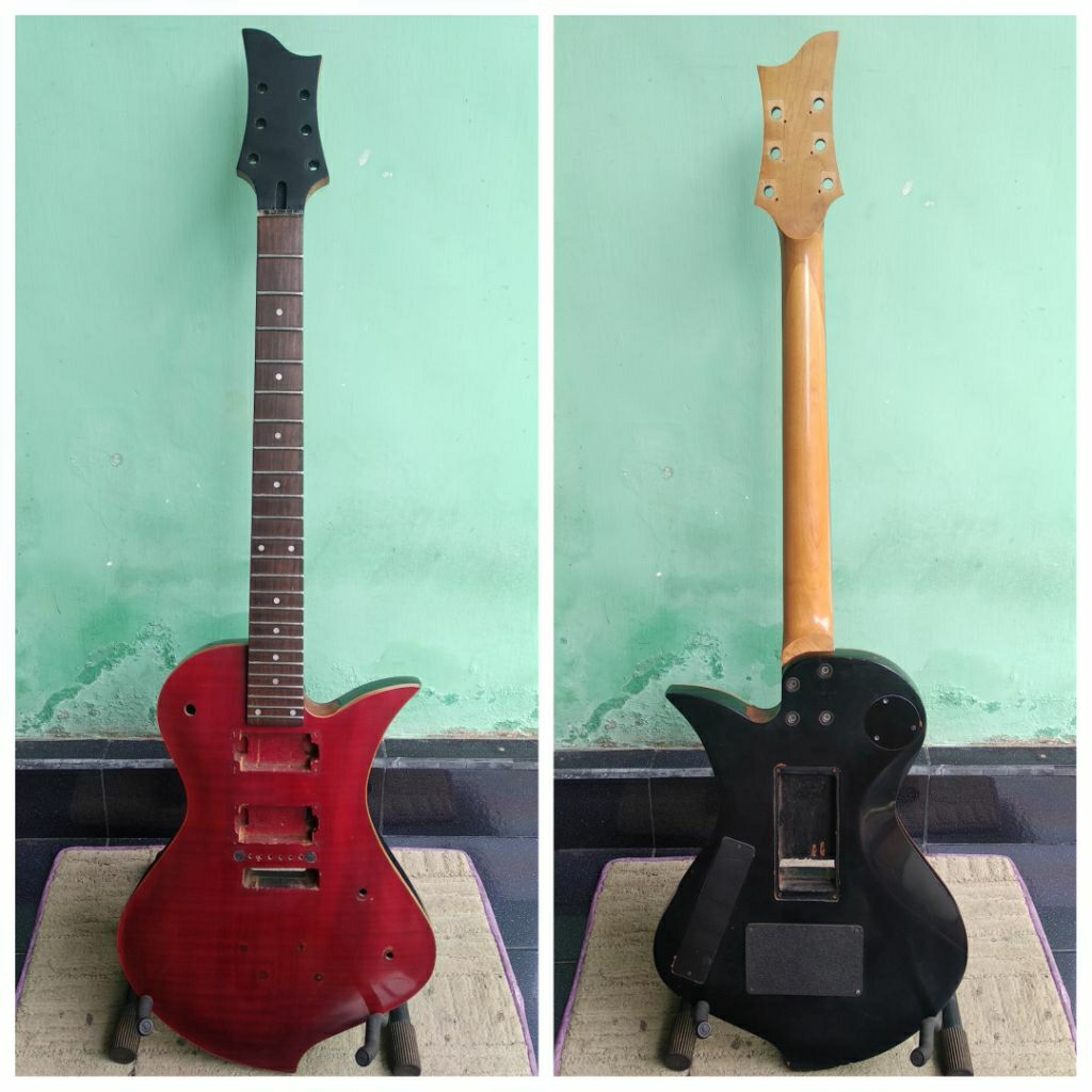body + neck gitar listrik KW, model Fernandes RAVELLE