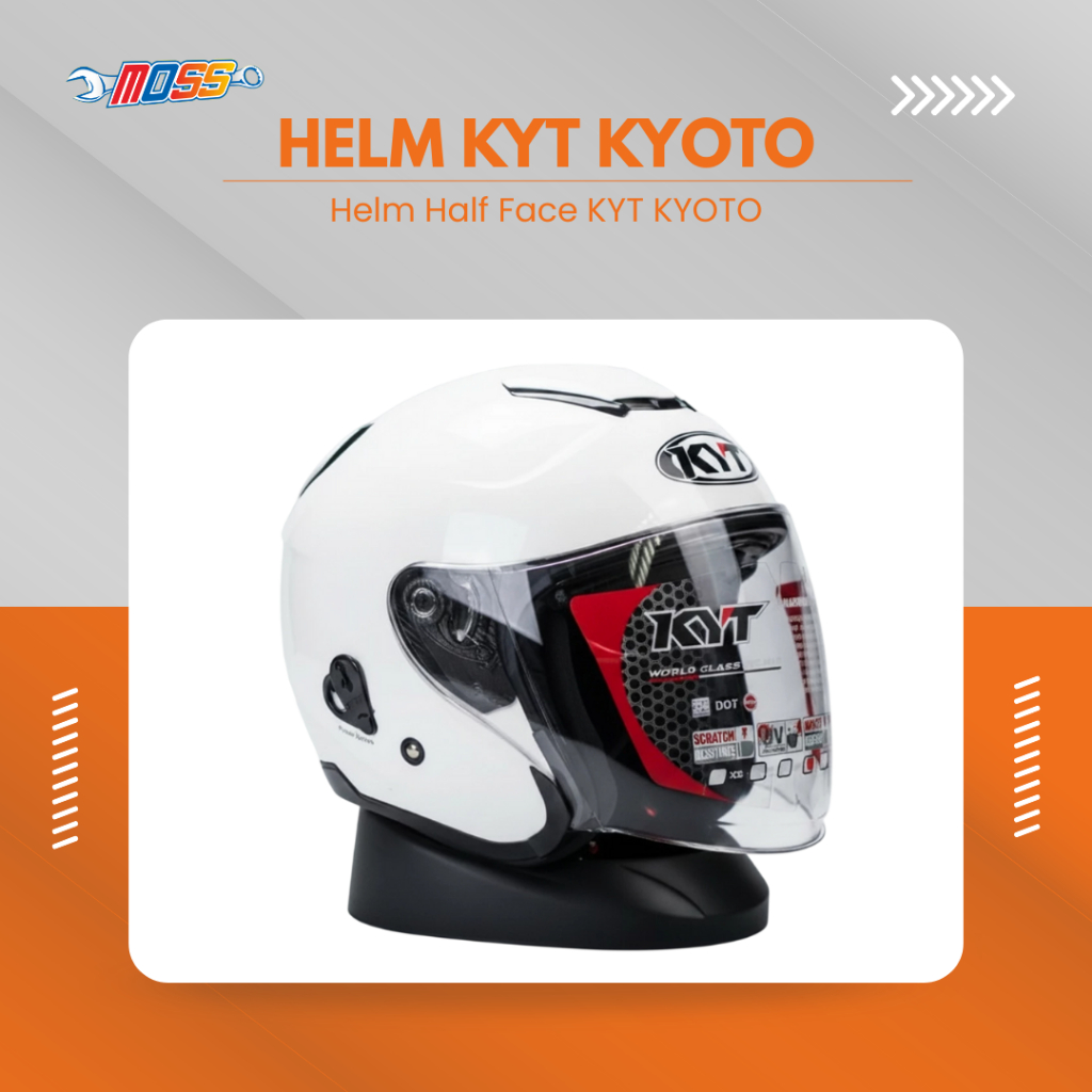 HELM HALF FACE KYT KYOTO SOLID WHITE | HELM HALF FACE KYT | 100% ORIGINAL PRODUCT