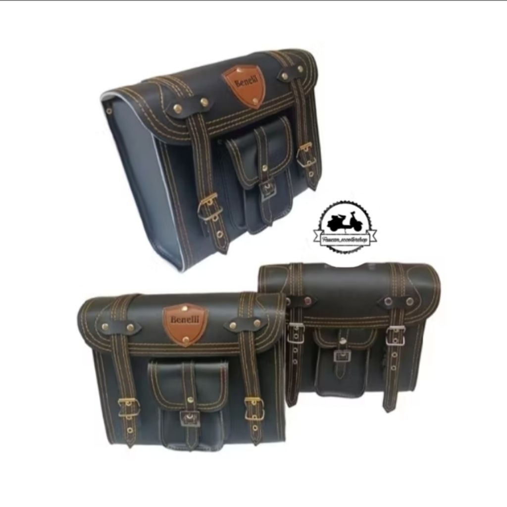(PROMO) Tas motor side bag Benelli w175, Royal Enfield BMW motor custom klasik - tas motor - bagasi 