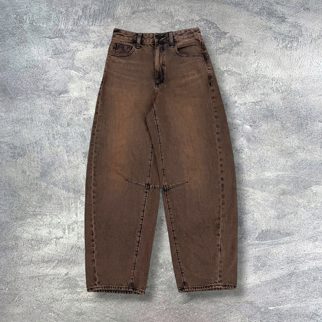 Barrel Leg Jeans Gu Uniqlo Brown