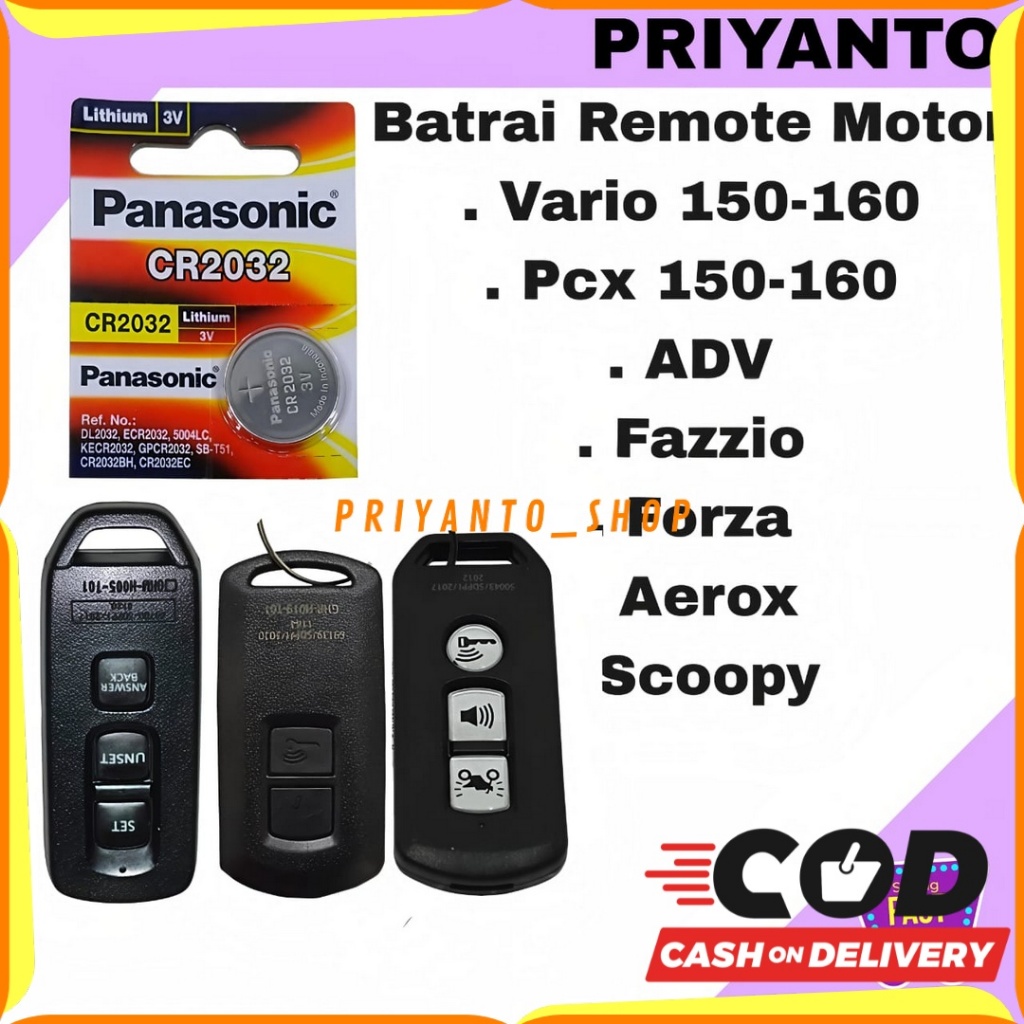 BATU BATRAI BATRE REMOTE MOTOR KEYLES PCX VARIO 150 - 160CC ADV FAZZIO FORZA AEROX SCOOPY 2019-2025 