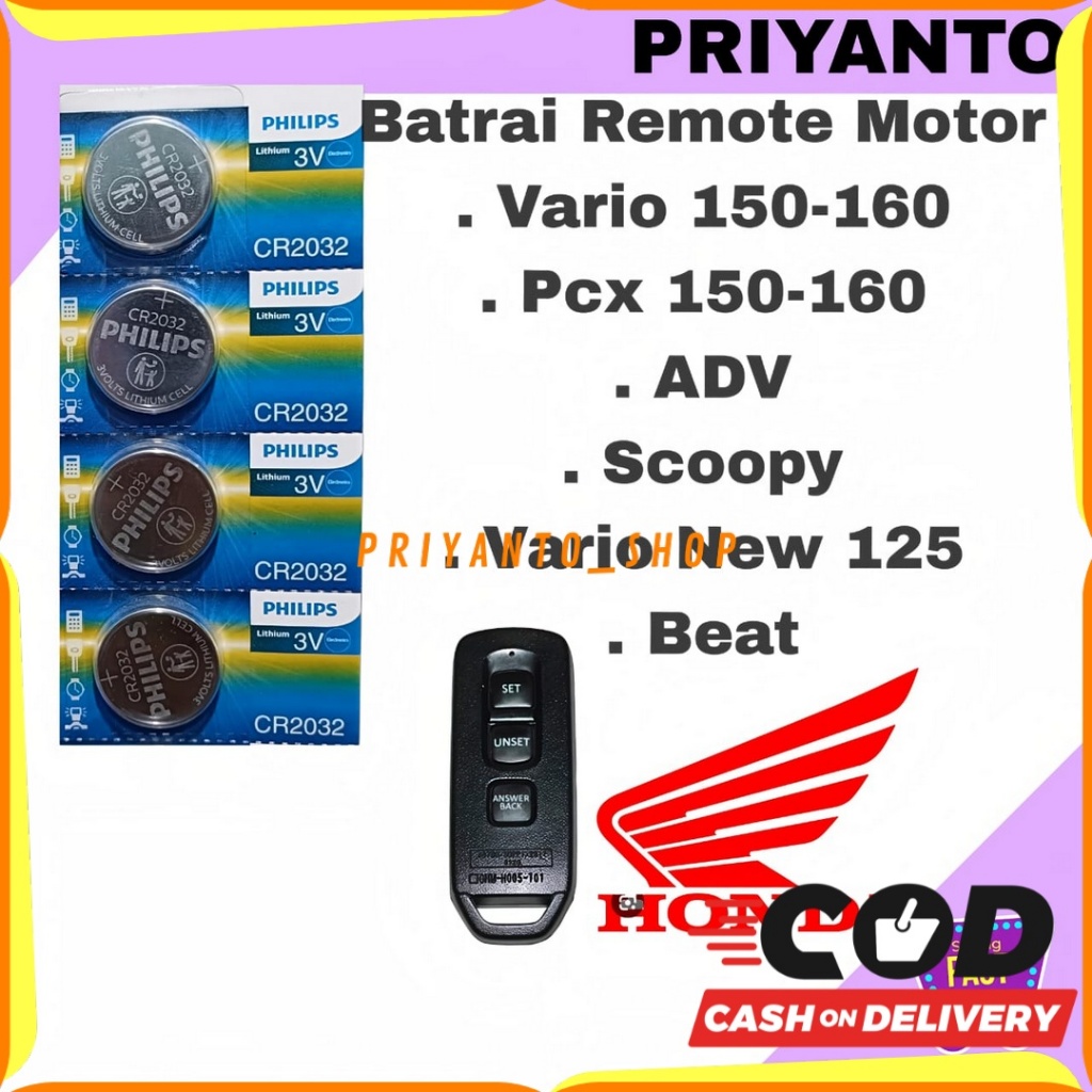 Baterai Remot Motor Vario PCX ADV 150-160 New Vario 125 Scoopy Batre Remot Keyless