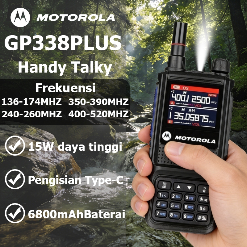 MOTOROLA GP338 Plus walkie talkie dua arah radio wailkie talkie jarak panjang 15W panggilan frekuens