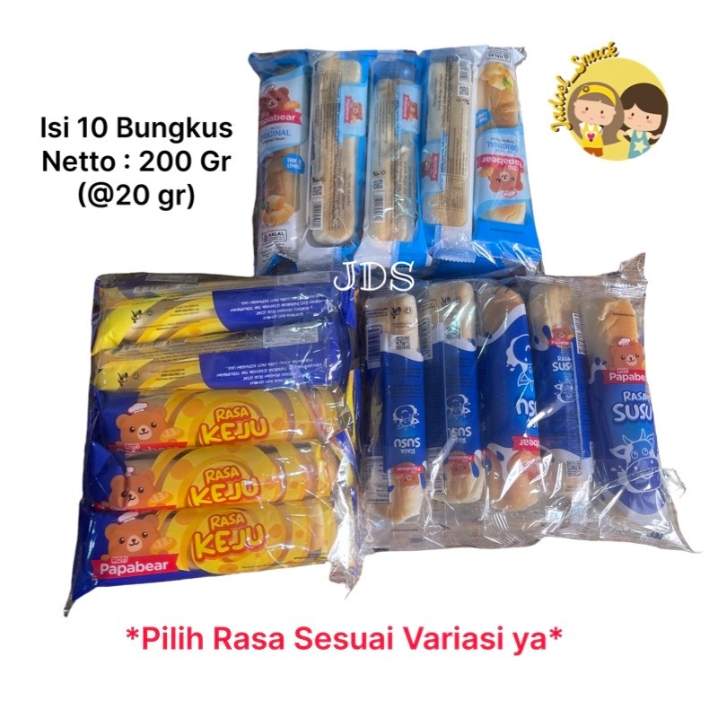 Roti Papabear 10 x 20 Gr Rasa Original Susu Keju | Roti Mini Empuk Enak