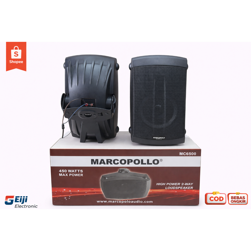 Eiji Elektronik Marcopolo Speaker Pasif Box 6.5 Inch MC 6500 untuk Dinding Gantung Cafe Mushola Gere