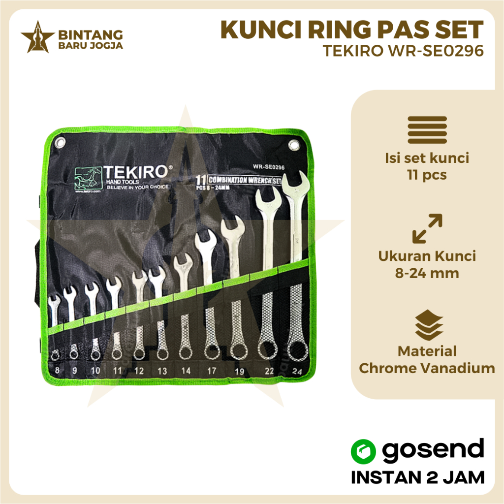 Kunci Ring Pas Tekiro 11pcs / Kunci Ring Pas Set 11 pcs Tekiro