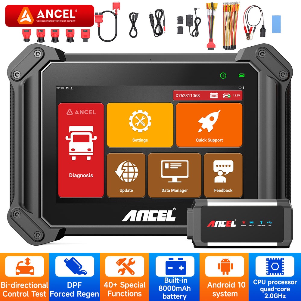 ANCEL V6 HD Heavty Truck OBD2 Scanner Truck Diagnostic Scan Tool Truk Diesel 40+ Special Functions &