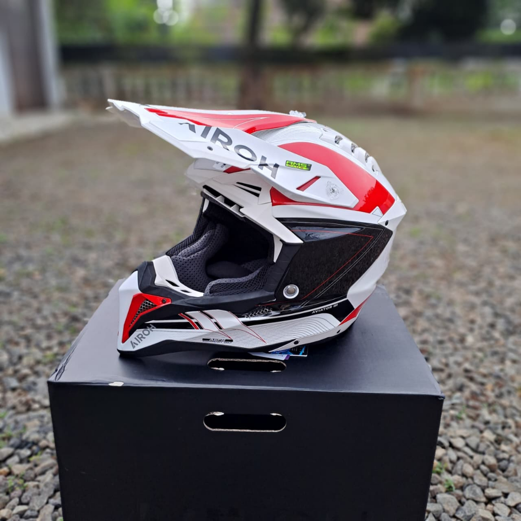 HELM AIROH AVIATOR 3 SABER RED GLOSS ORIGINAL
