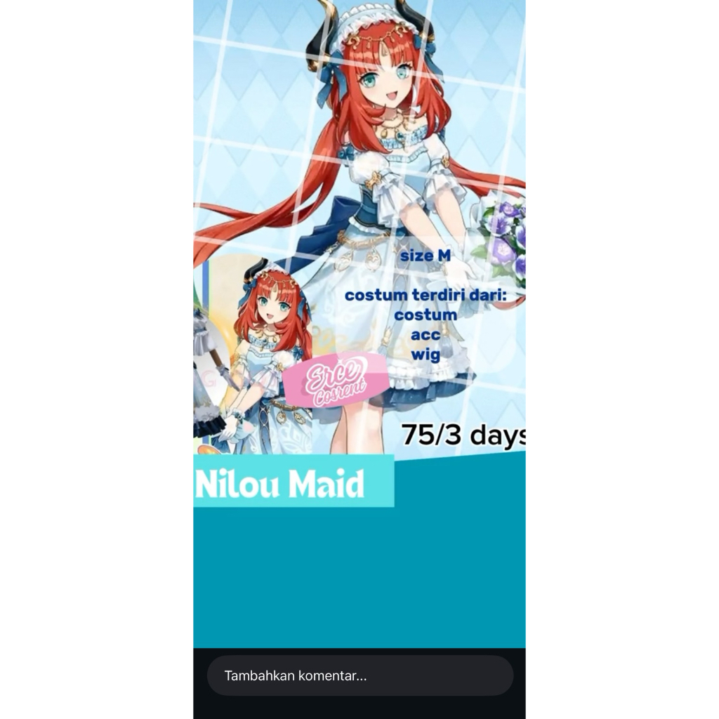 rental costum cosplay nilou maid size M