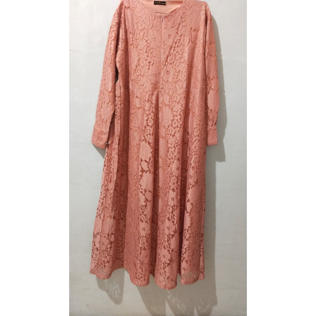 GAMIS MERAH BATA - FULL BROKAT - PRELOVED - WAJIB BACA DESKRIPSI