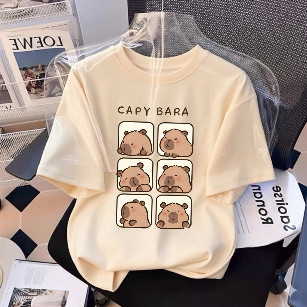 Kaos Oversize Capybara Anak Perempuan Umur 3-14 Tahun Cotton Combed 24s