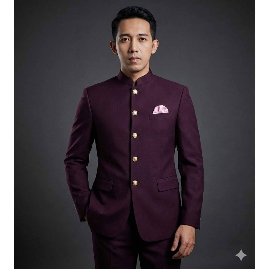 Jas Semi Koko Saku Tutup /Jas Santri/Jas Mandarin Kancing garuda/Jas Koko Pria Mandarin Safari Ramad