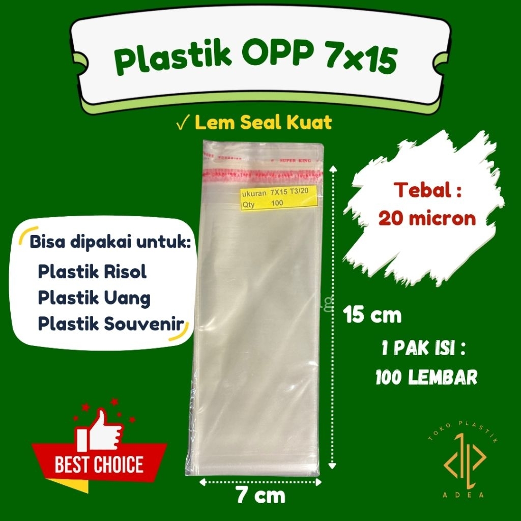 Plastik OPP Kue Risol / Plastik Buket Uang / Plastik Seal OPP Ukuran 7x15 cm isi 100 lembar