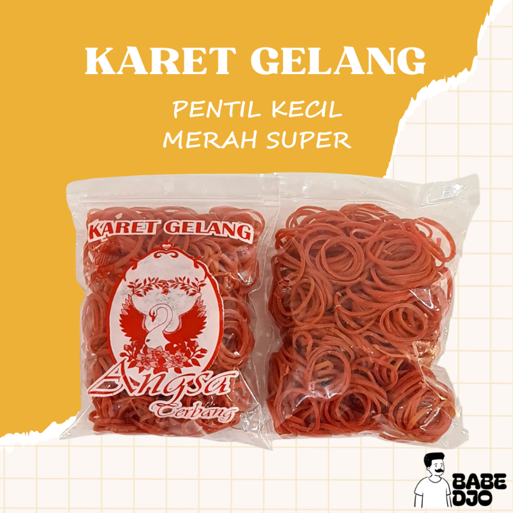 Karet Gelang Pentil Kecil Merah Super Harga Grosir 100Gram BAHAN KUAT MURAH Cap ANGSA MERAH
