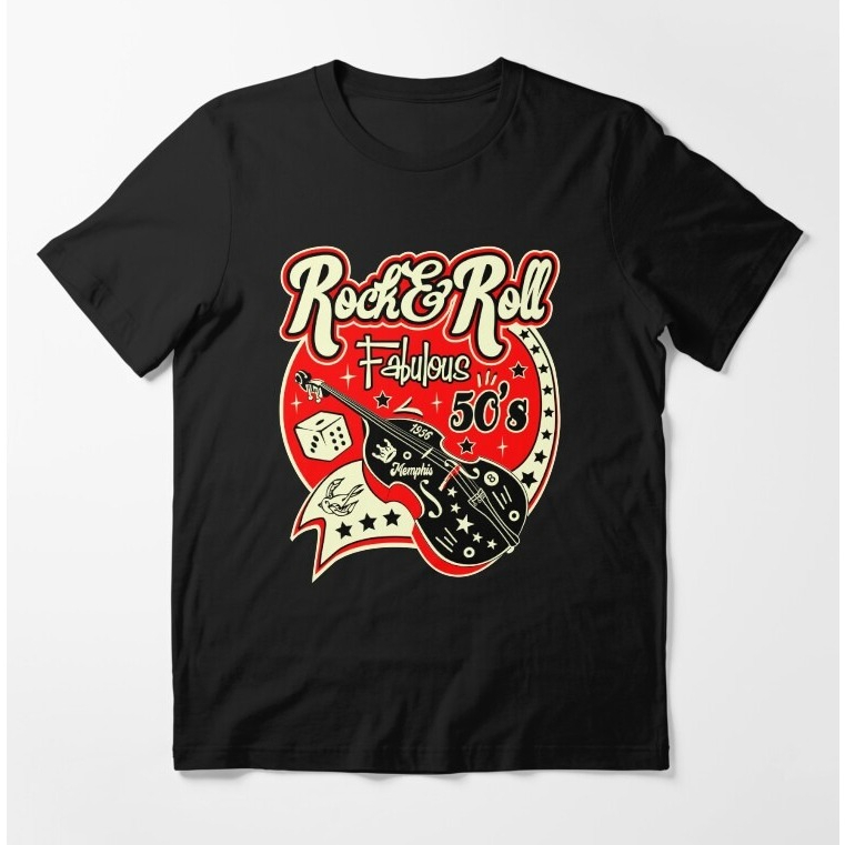 Kaos 1950s Sock Hop Dance Party 50s Rockabilly Vintage Rock and Roll Music Essential T-Shirt