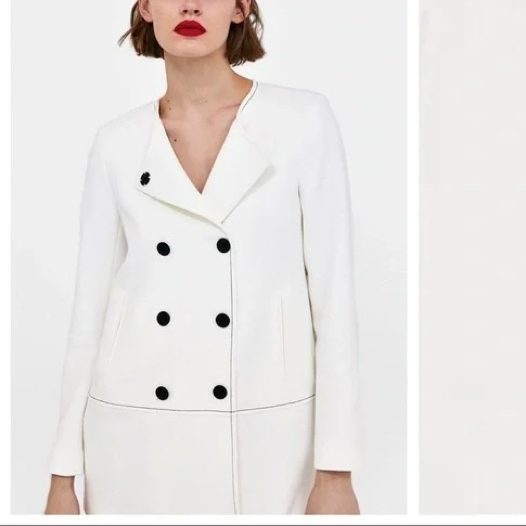 ZARA White Blazer Top - Atasan Outer Wanita