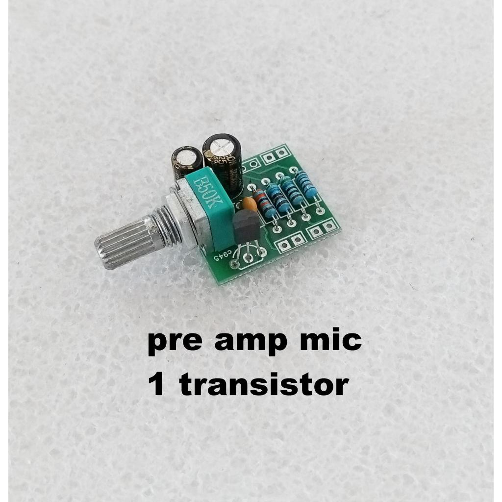 Modul Preamp Mic 1 Transistor Baru Tegangan 5-12V DC PCB 23.5x21mm Potensio