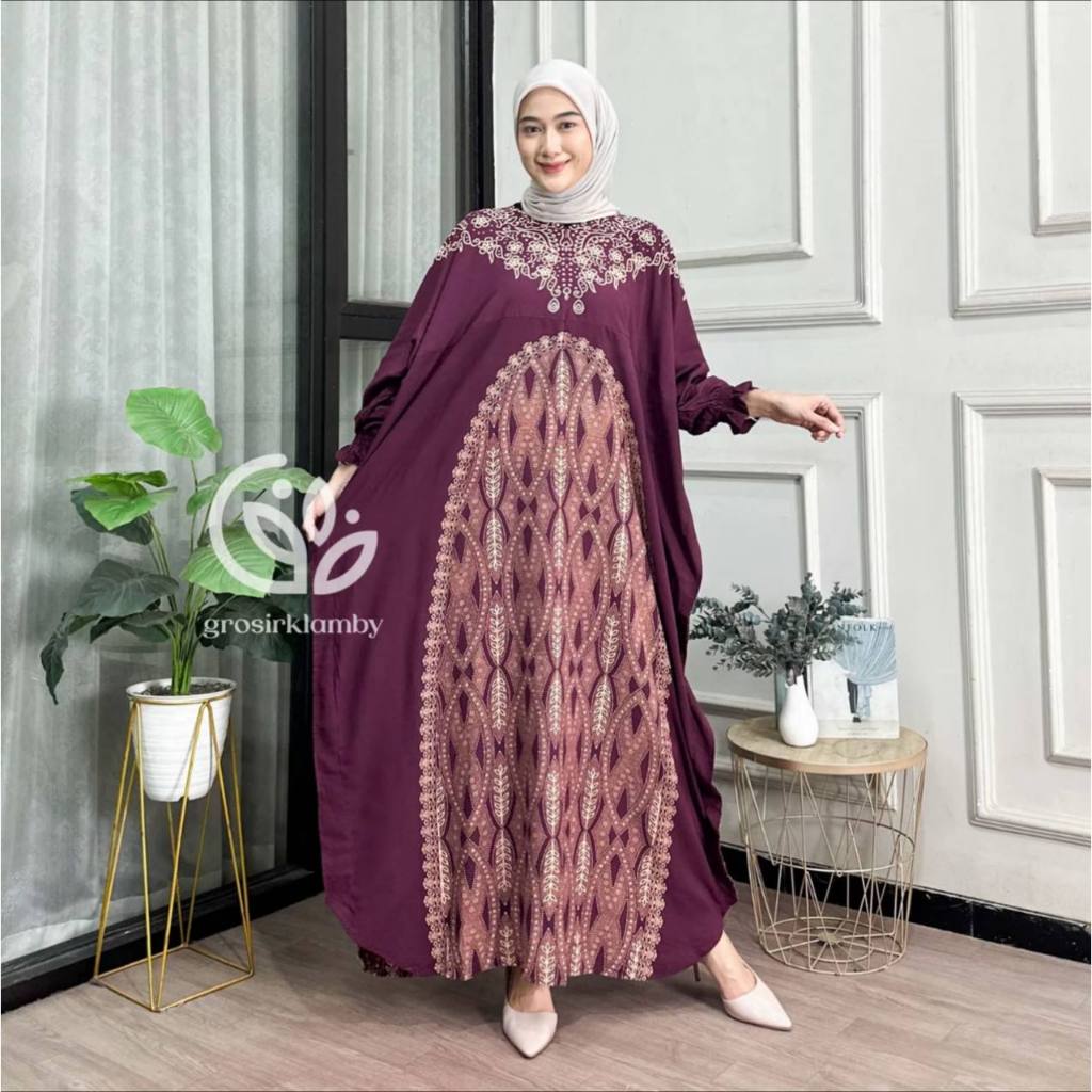 Kaftan Motif Ayana Bahan Rayon Jumbo Busui Adem Nyaman Gamis Abaya Dress Panjang Wanita Muslim Remaj
