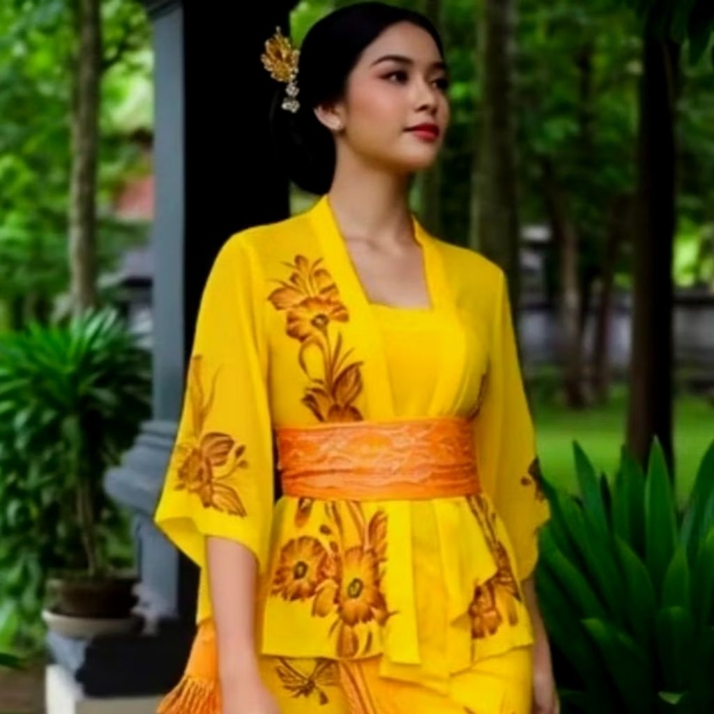 Kain kebaya lukis handmade//kain material lukis bali//atasan kebaya lukis