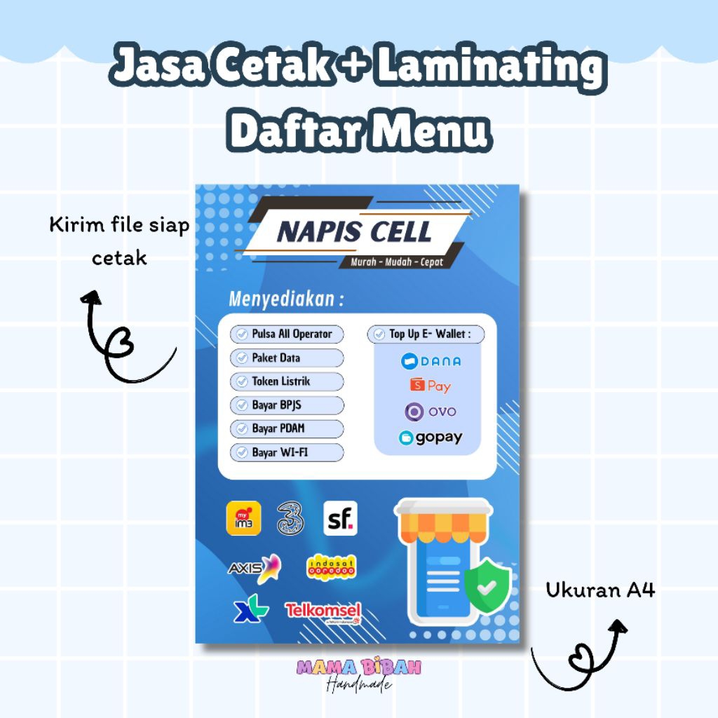 Jasa Cetak Daftar Menu Dan Laminating ukuran A4